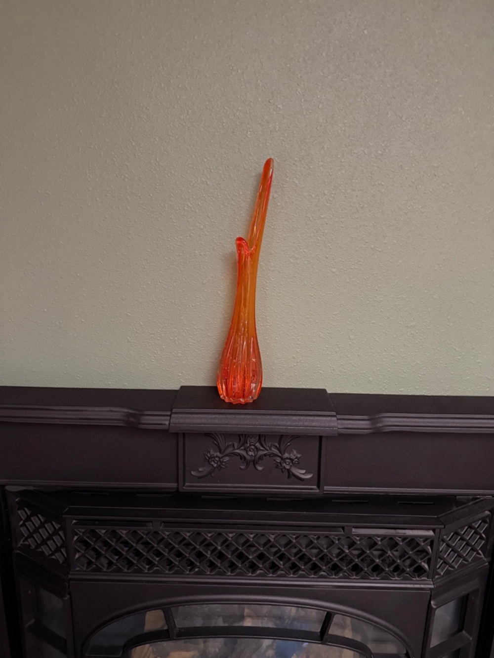 Orange Handblown Glass Bud Vase - Contemporary Accent - Picture 2 of 3